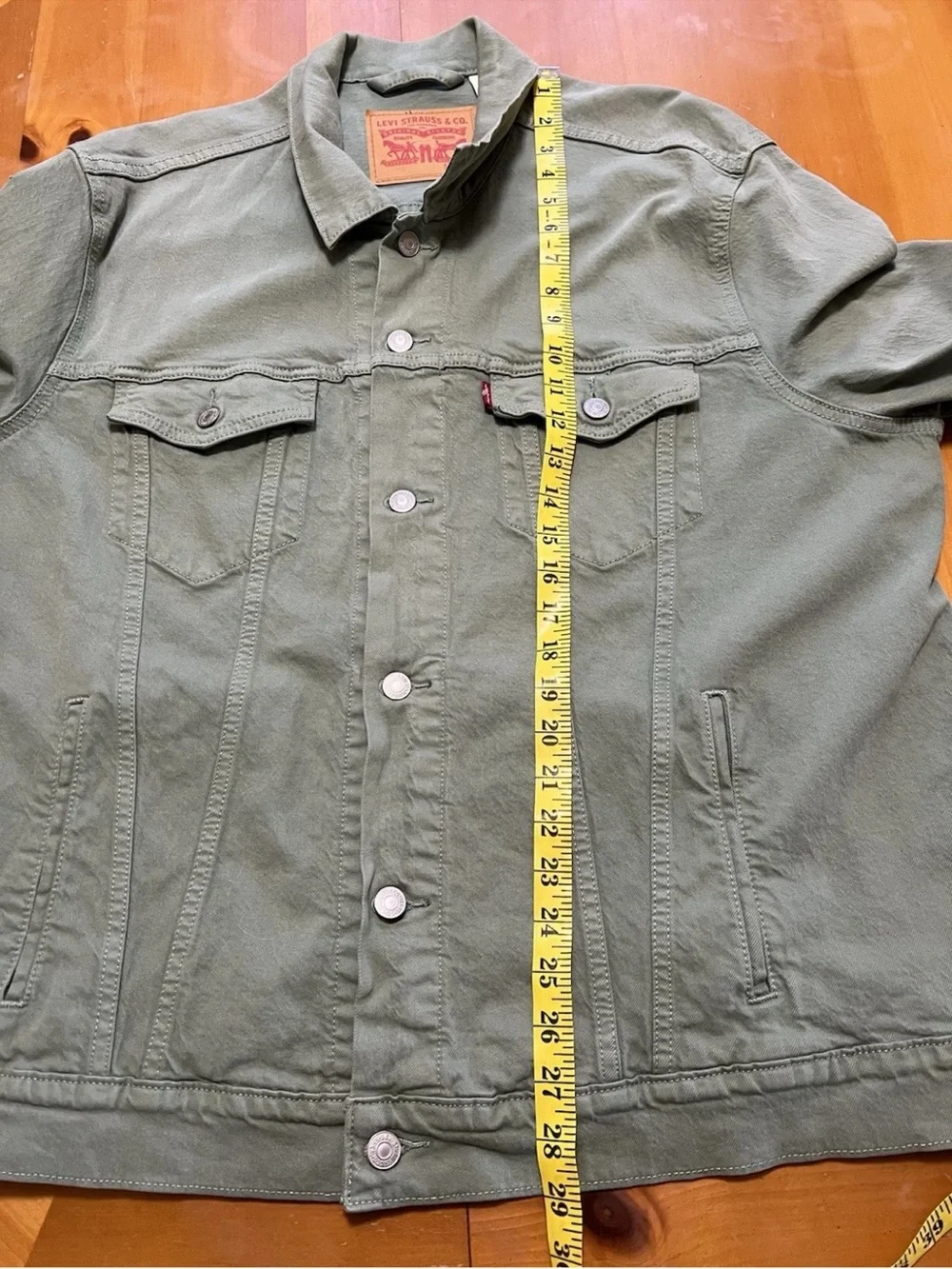 Levi’s 72334 Denim Trucker Jacket XL NWOT Hedge Green Textured Stretch Cotton